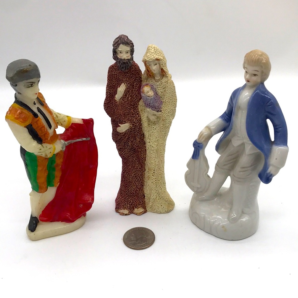 Figurines Lot of Three (3) Porcelain, Hard Wax, Resin